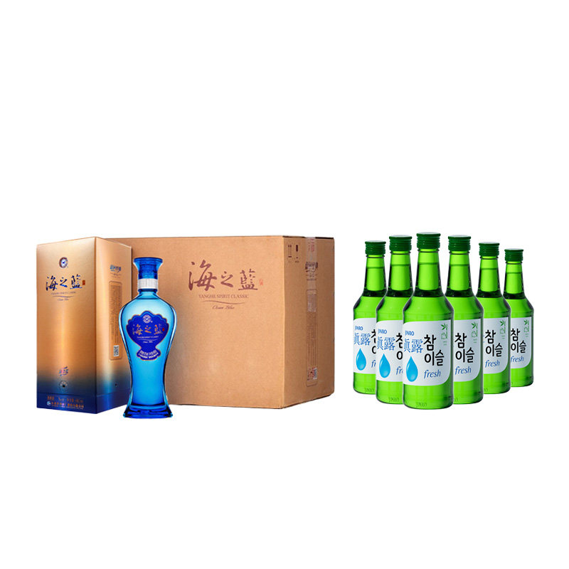 【组合】海之蓝42度整箱(2018版)+真露原味16度360ml*6瓶图片
