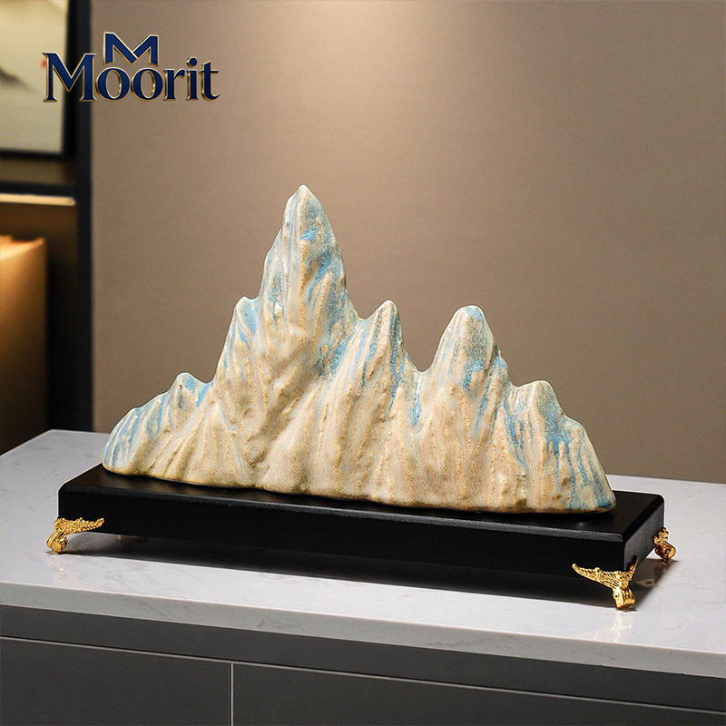 Moorit中式陶瓷金山银山靠山摆件