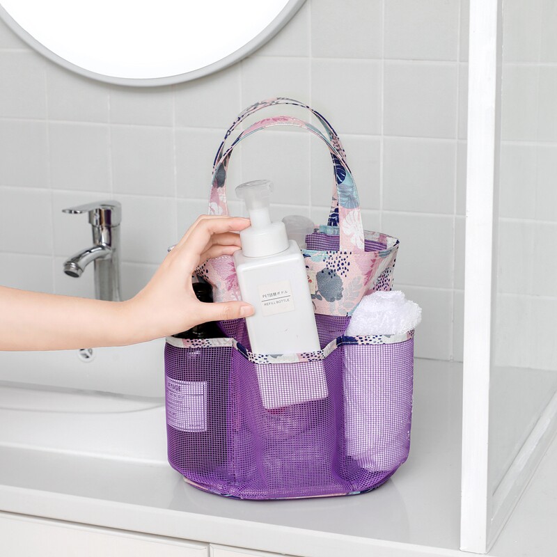 大容量手提洗澡提篮银丝洗浴袋洗澡包游泳包沥水收纳袋浴兜便携