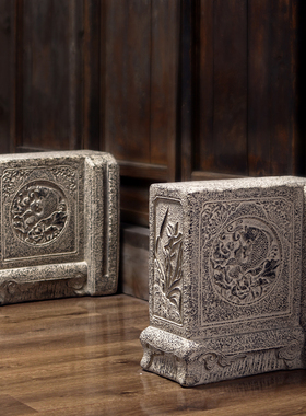 彷古中式摆件门墩抱鼓石门当户对别墅庭院子民宿大门口两侧彷石墩