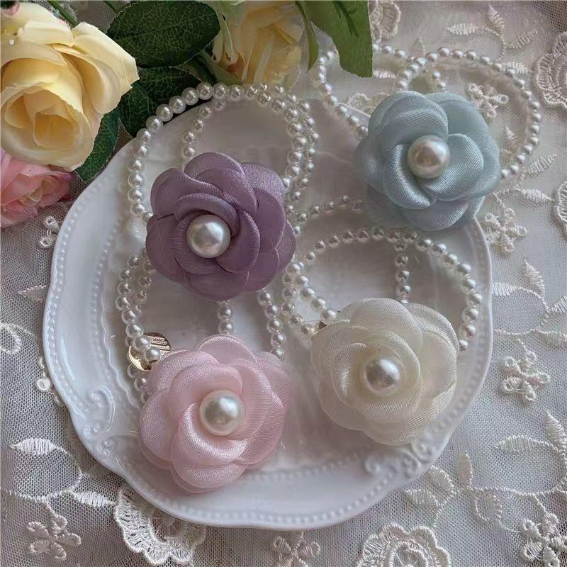 山茶花珍珠发圈甜美发绳古风头绳汉服发饰伴娘手腕手炼两用超仙