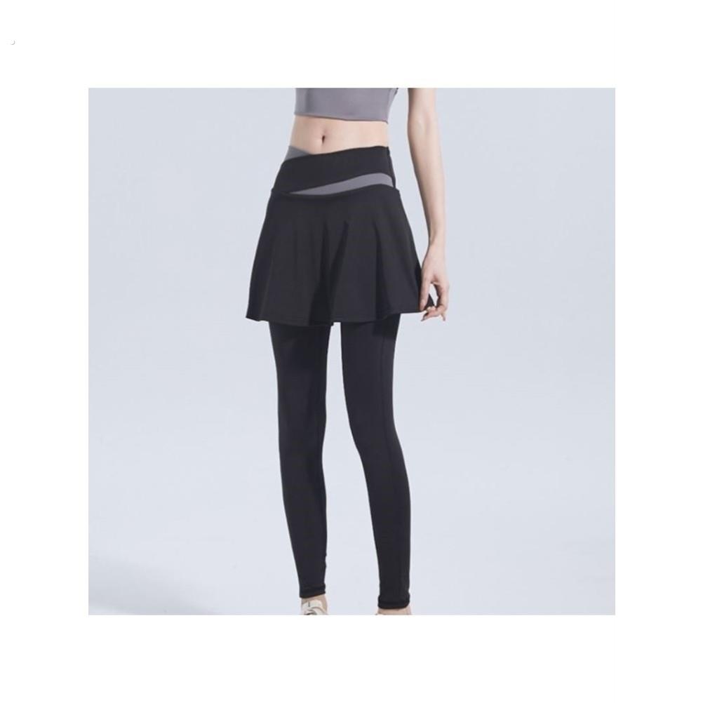 泳裤女长裤防走光假两件速干保守大码显瘦防晒黑色健身跑步夏季