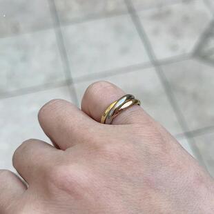 自律尾戒小众设计三环三色戒指尾戒女小指超小号尺寸设计师独特小