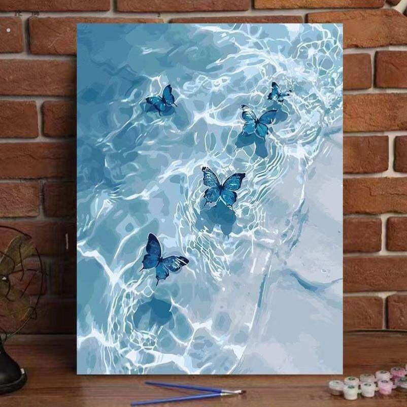 蝴蝶2024新款手工油彩画涂色唯美高级装饰挂画高颜值