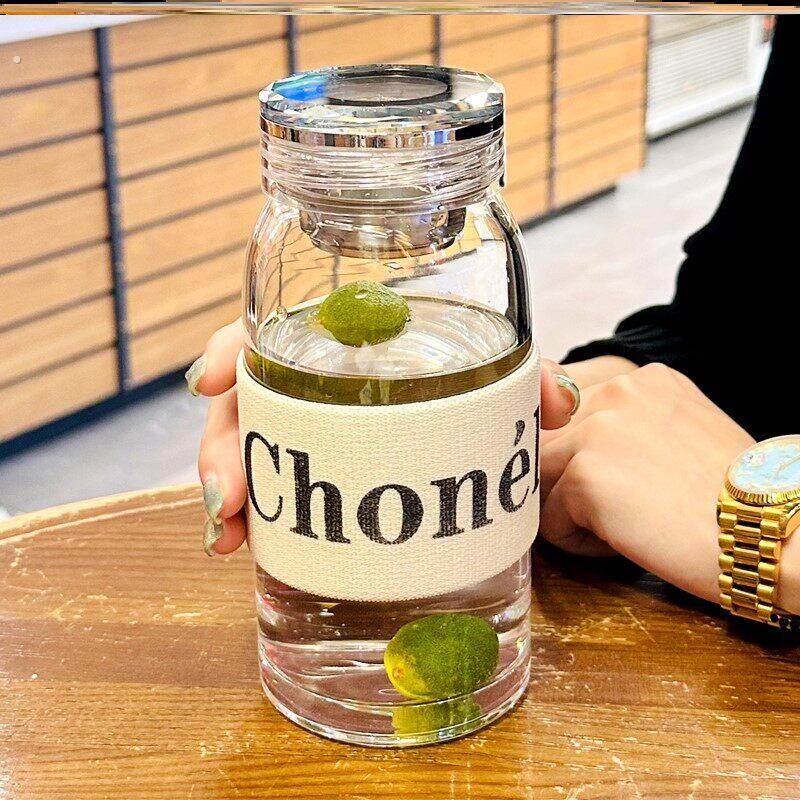 杯子高级感轻奢水杯2025新款高硼硅玻璃杯女高颜值泡茶杯茶水分离