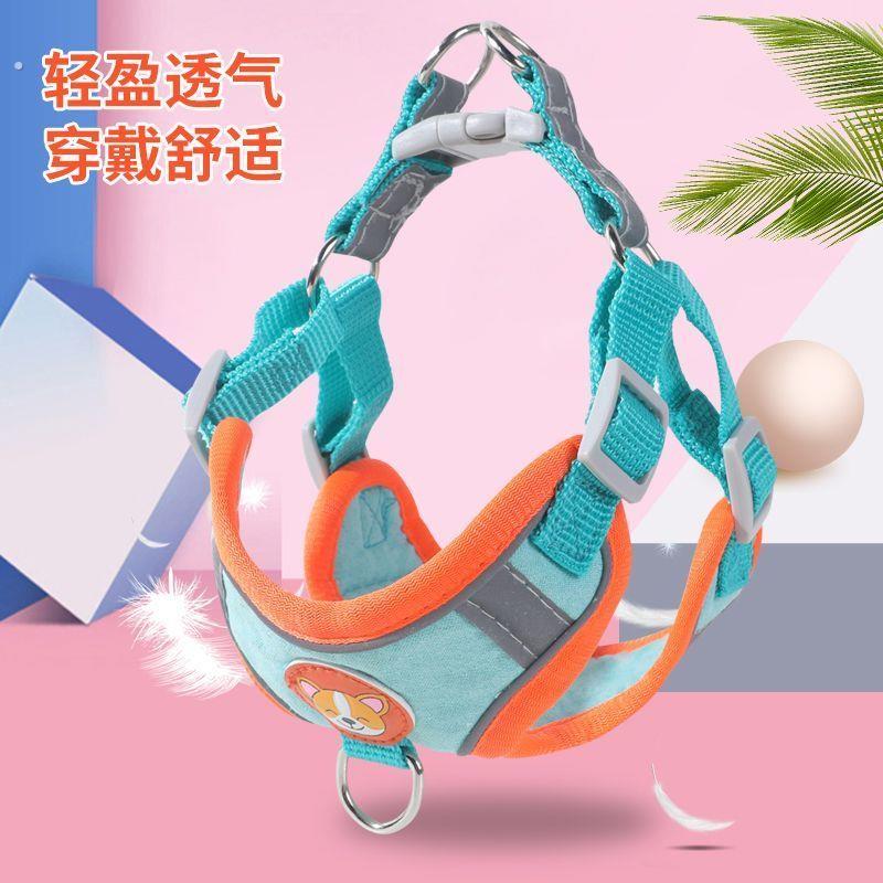 狗狗牵引绳胸背带可调节遛狗绳子大型犬博美伸缩外出背心式伸缩