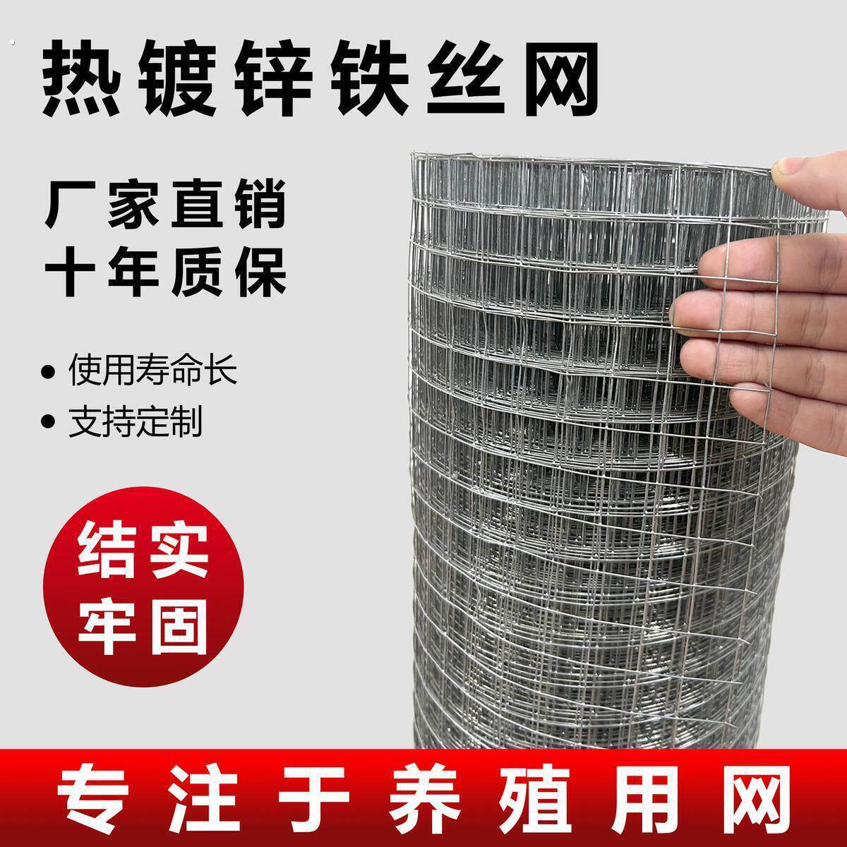 热镀锌电焊卷网铁丝网养殖网栅栏钢丝防护养鸡圈鸭网电焊网片
