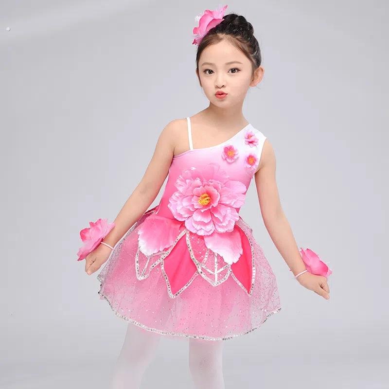 六一儿童节裙子幼儿园桃花朵朵开舞蹈服装花仙子演出服表演服女童