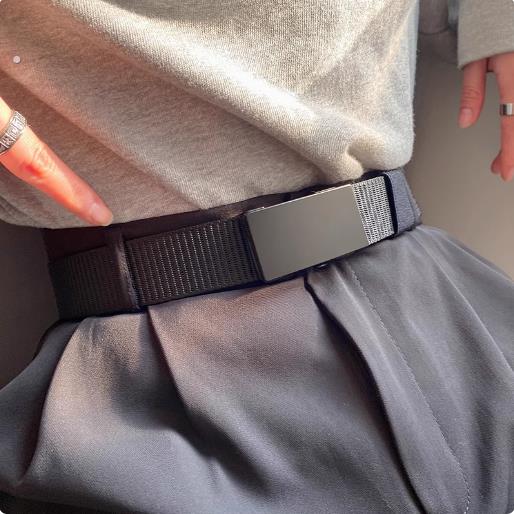 皮带男ins潮年轻人高级感潮流裤带自动扣休闲牛仔裤腰带男士帆布