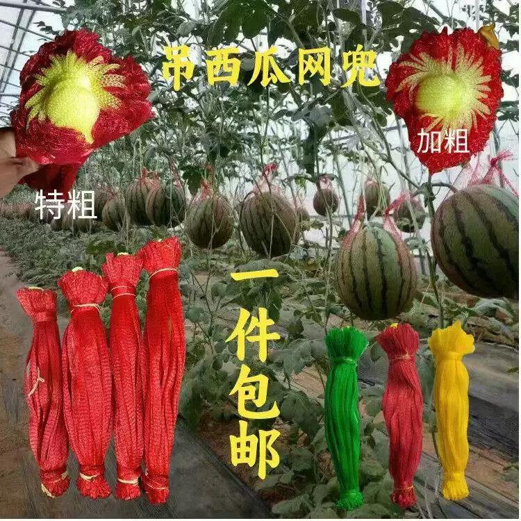 大棚吊西瓜加厚束口网袋子吊哈密瓜10斤红色带绳塑料专用网袋网兜
