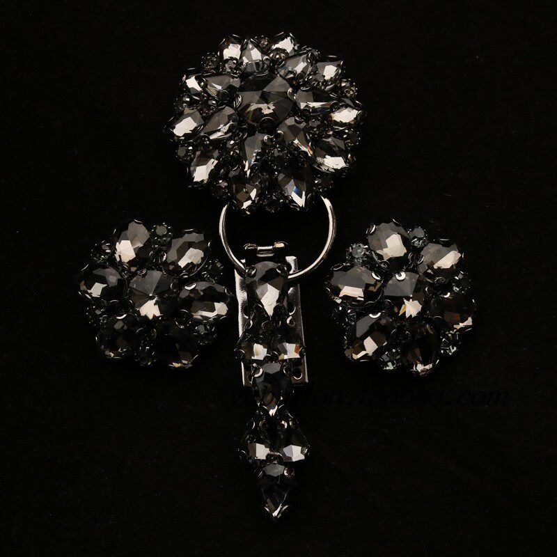 皮草扣子貂皮大衣领口的大扣水钻高档奢华卡子裘皮搭扣钮扣鸭嘴扣