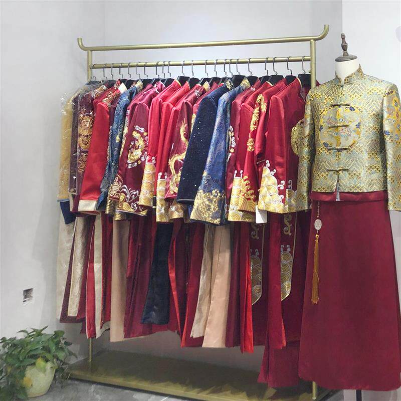 婚纱店中式秀禾展示架明制汉服唐制古装架拖尾礼服婚纱挂衣架简约
