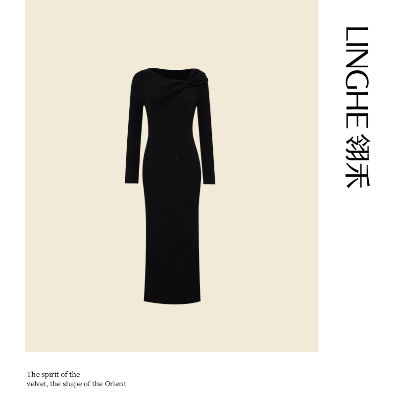 翎禾LINGHE-「星汉灿烂」长袖不规则领型针织