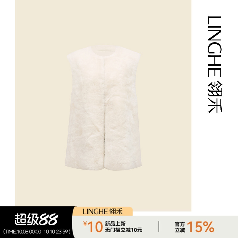 翎禾LINGHE-羊毛马甲时尚休闲无袖优雅气质开衫