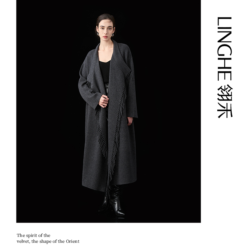 翎禾LINGHE「灰忆旧游 」-长袖针织开衫75%绵羊毛 25%山羊绒