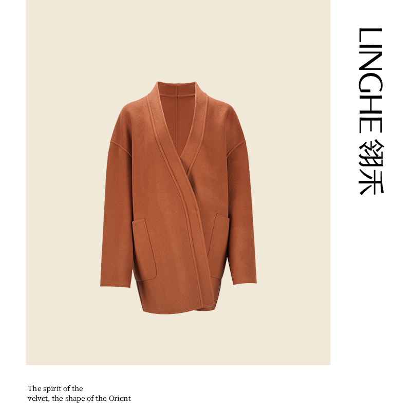 翎禾LINGHE-女装宽松毛呢外套中长款秋冬老钱风休闲