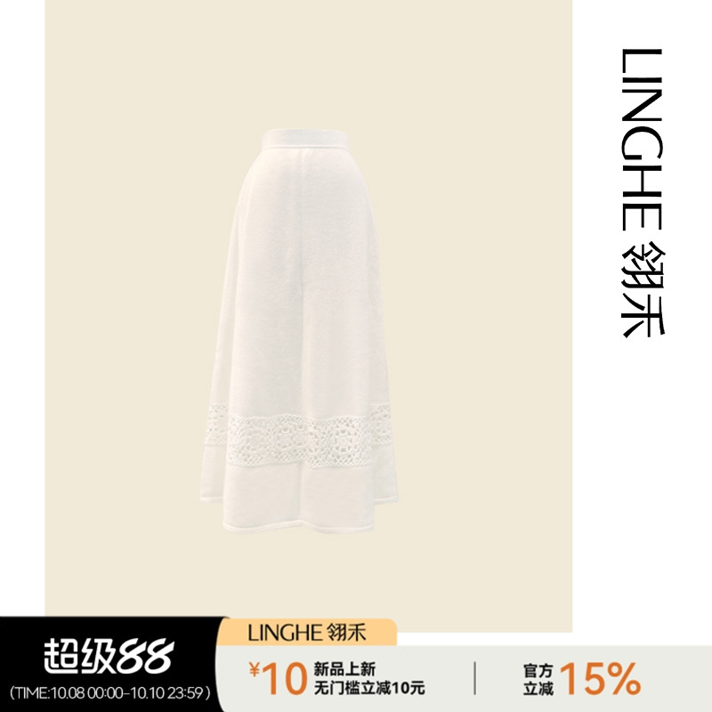 翎禾LINGHE-秋冬季蕾丝时尚优雅100山羊绒重工钩花半