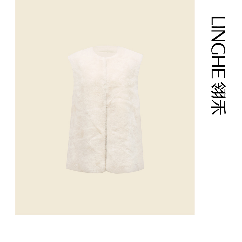 翎禾LINGHE-羊毛马甲时尚休闲无袖优雅气质开衫