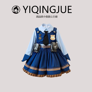 朱迪兔子警官女童连衣公主裙子疯狂儿童动物城套装小女孩cos衣服