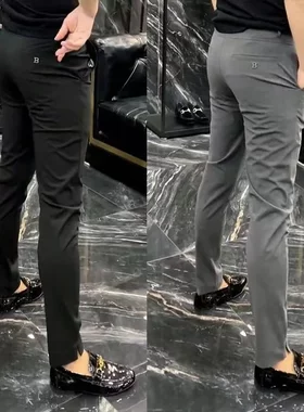 聚狐欧货西裤时尚分叉修身小脚裤