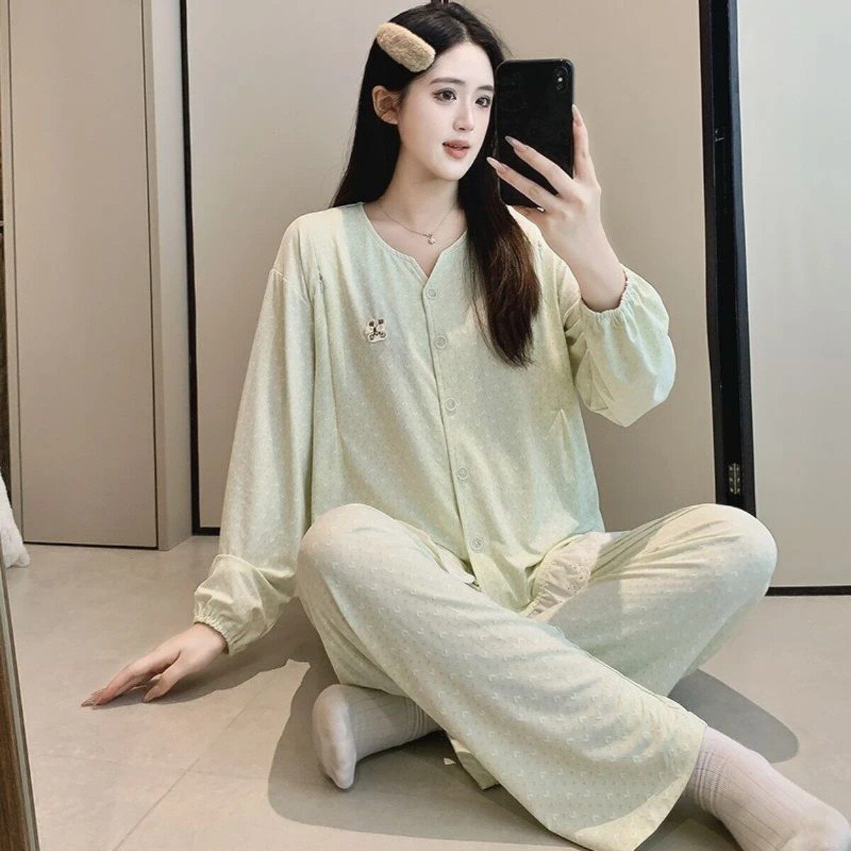 多米Mommy自带凉感-莫代尔棉月子服哺乳衣产后喂奶孕妇睡衣吸汗