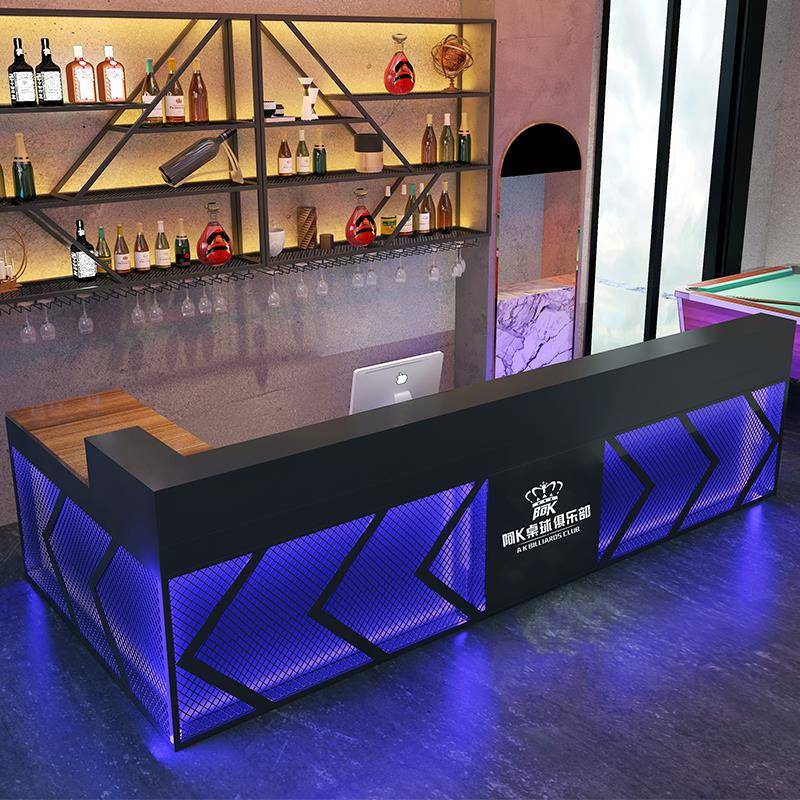 需定制酒吧吧台定制餐厅复古工业风转角铁艺吧台烧烤店台球厅吧台