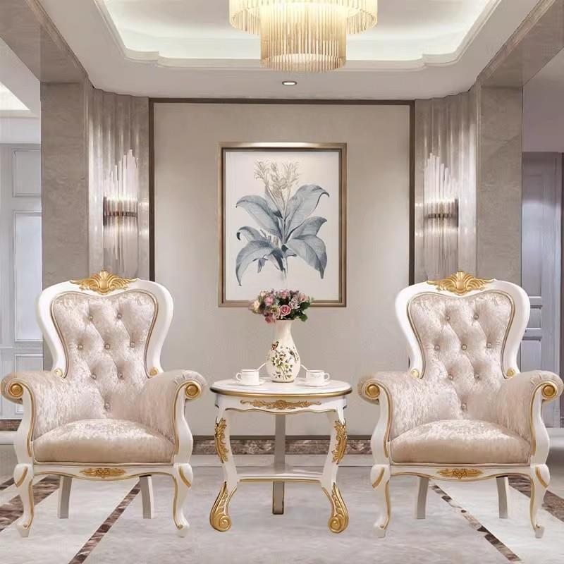 需定制欧式沙发椅实木老虎椅小户型单人沙发高背椅休闲 椅洽谈接