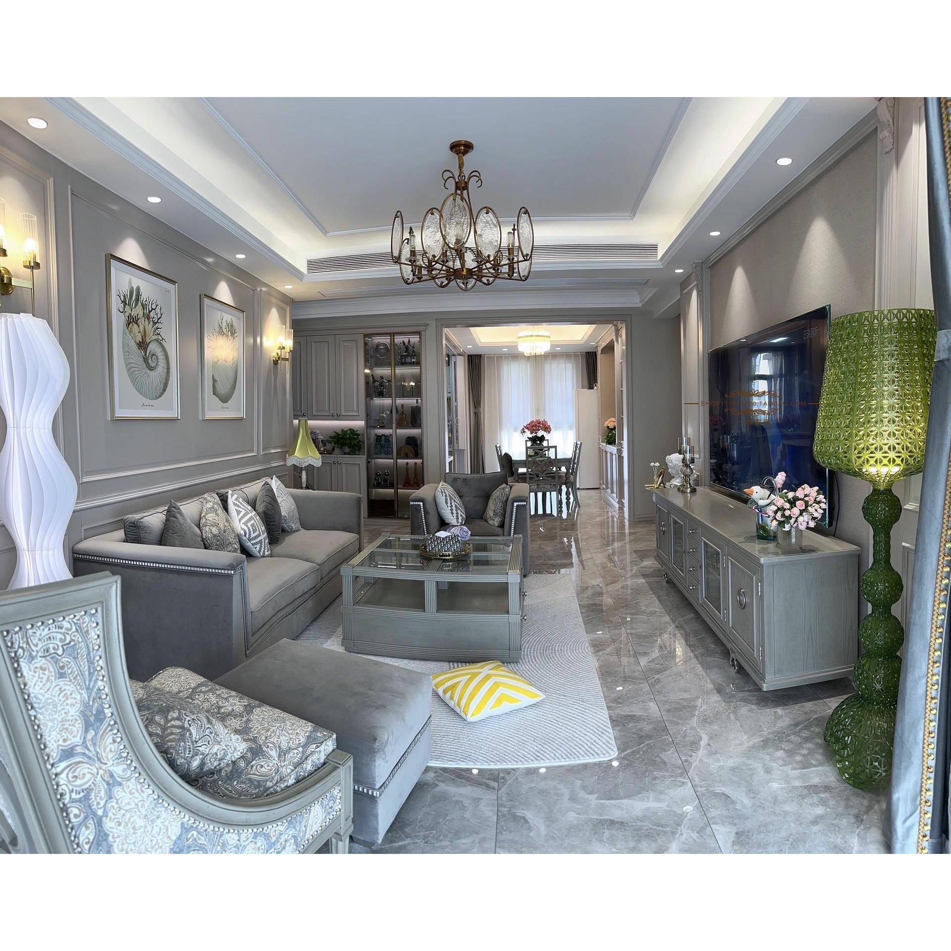 需定制现货美式三人沙发art家具莫里印象家具高级灰布艺软包简美A