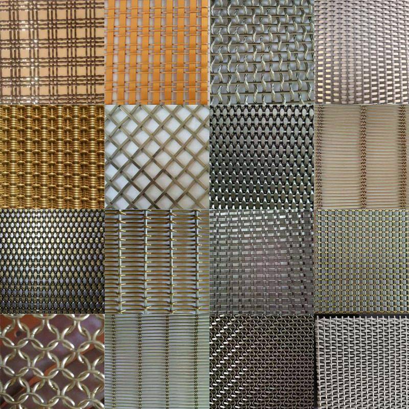 金属编织装饰丝网垂帘酒店会所幕墙不锈钢隔断吊顶古铜屏风氟碳漆