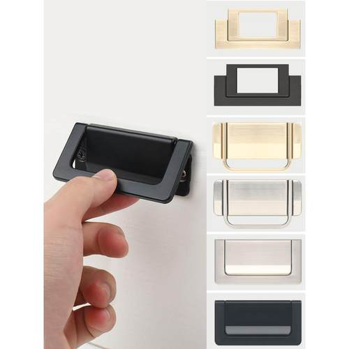 现代隐形拉手免开孔抽屉扣手暗拉明装柜子柜门隐藏平面抽拉手把柄