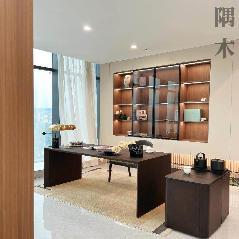 需定制新中式实木茶桌椅组合黑胡桃木白蜡木泡茶桌办公高端简约茶