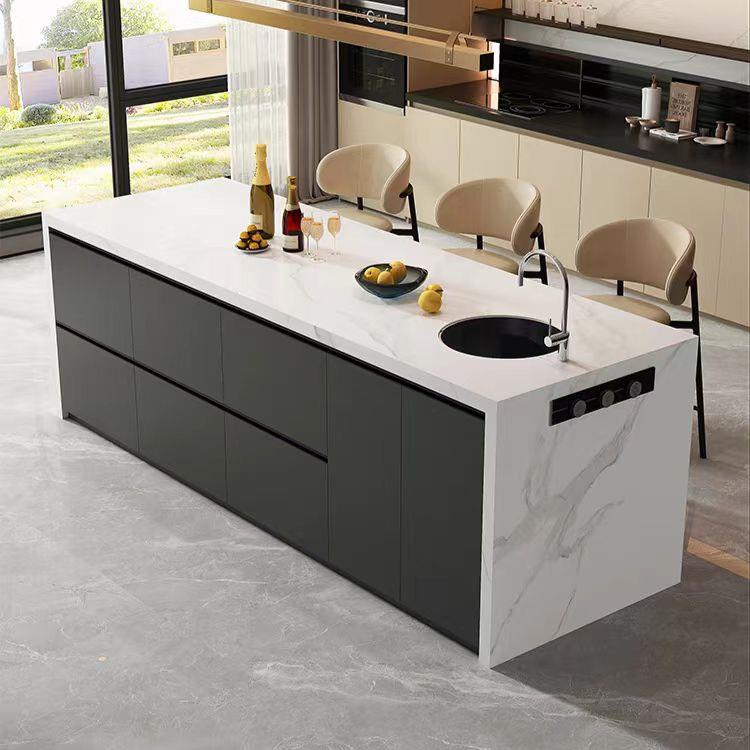 需定制公司吧台餐边柜岛台餐桌一体开放式家用厨房家用带水槽单独