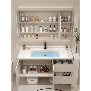 实木陶瓷一体盆浴室柜卫生间洗漱台智能洗手台洗脸盆柜组合挂墙式