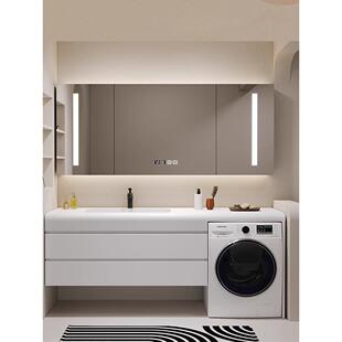 定制可丽耐洗衣机伴侣一体柜岩板实木浴室柜卫生间洗手脸盆洗漱台