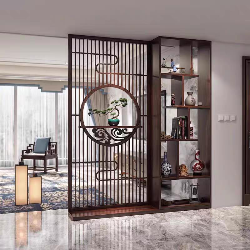 需定制新中式铝合金屏风隔断客厅入户玄关架酒店办公室遮挡格栅定