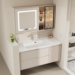 公分定做陶瓷一体洗漱台盆浴室柜组合 105cm 卫生间橡木85厘米