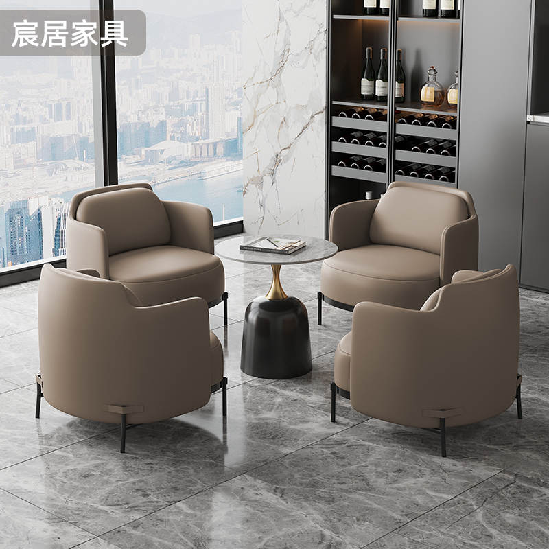 现代样品屋展示中心单人沙发桌椅组合酒店前台客房商用展厅会客家