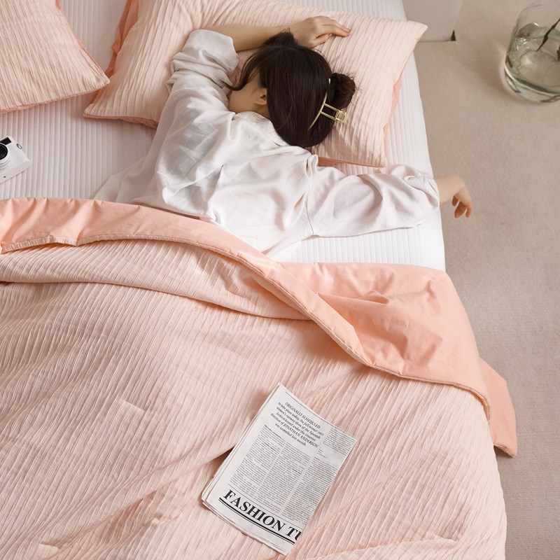 A类全棉水洗泡泡纱空调被 单双人皱皱双层纱夏凉被芯薄被子可机洗