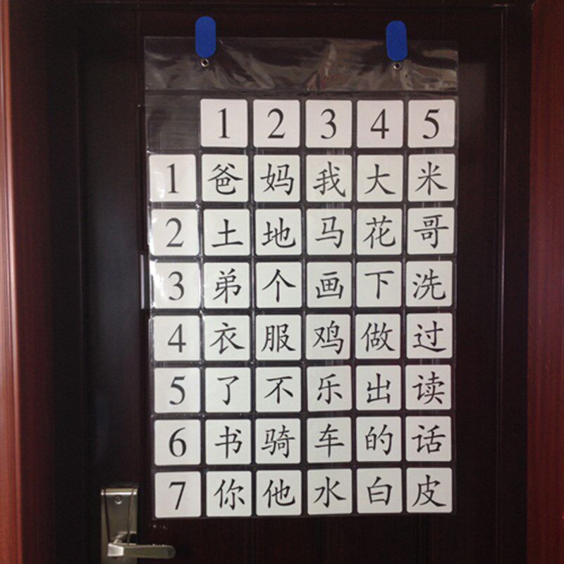 幼儿学习识字卡袋透明多层门后挂袋儿童复习卡片墙壁收纳挂袋