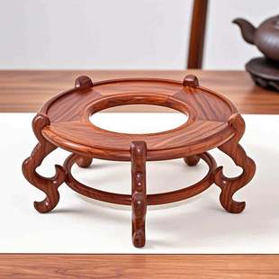 实木中空底座托架花盆景架托木花梨木圆形摆件鱼缸水晶球新疆包邮