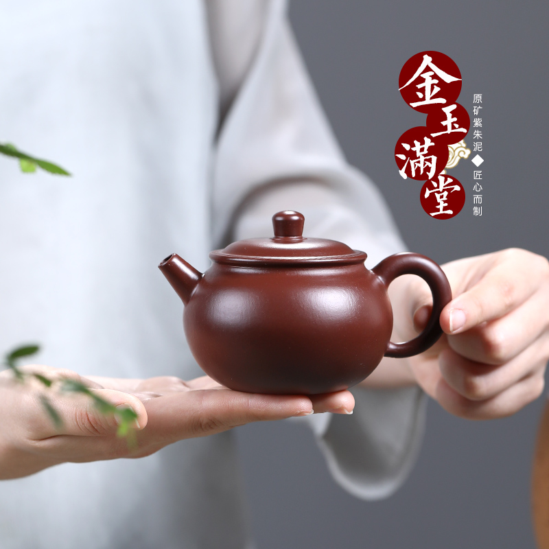 宜兴纯全手工紫砂壶朱泥大红袍球孔西施壶泡茶壶家用文旦茶具单壶