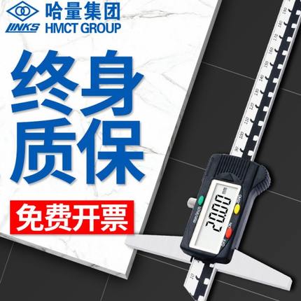 哈量 数显深度游标卡尺电子数显0-200-300mm工业级数字深度尺0.01