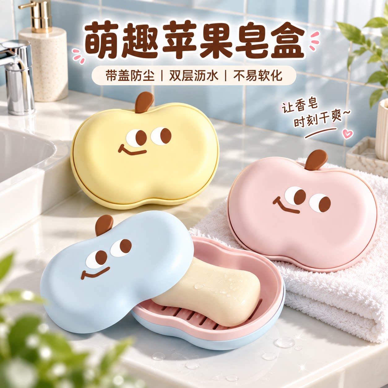 宿舍家用双层沥水防潮卡通皂盒