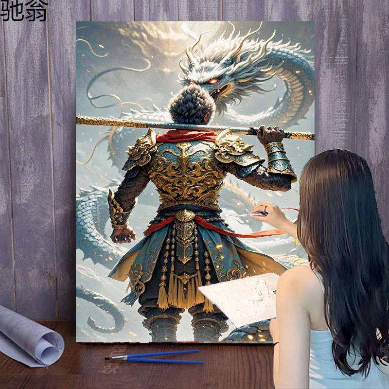 黑神话悟空天命人油画DIY填色手工丙烯画爆款房间客厅书房装饰画图片