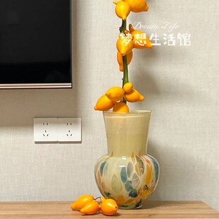 五代果花瓶手工中古芬顿艺术玻璃客厅玄关酒店民宿琉璃工艺品