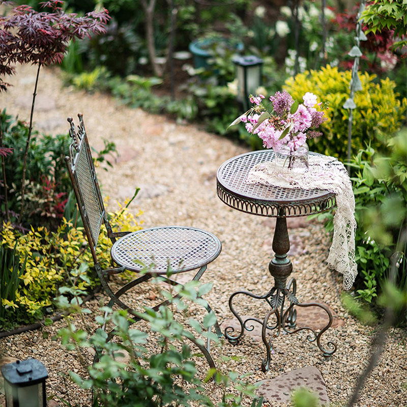 庭院复古铁艺桌椅咖啡桌户外休闲椅花园阳台小圆桌网红一桌二椅