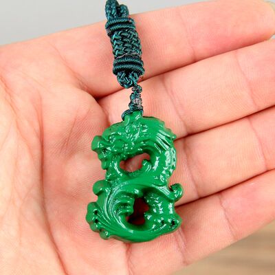东阳木雕龙家居十二生肖木质绿色木龙工艺品吊坠挂件