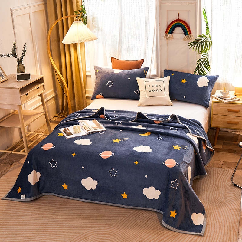 金貂绒毛毯加厚珊瑚绒毯子法兰绒毛绒床单人双人夏季午睡空调盖毯