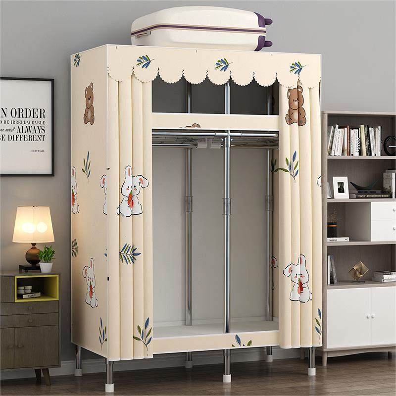 单人布衣柜家用全钢架加粗加厚出租房屋宿舍经济型收纳小衣橱
