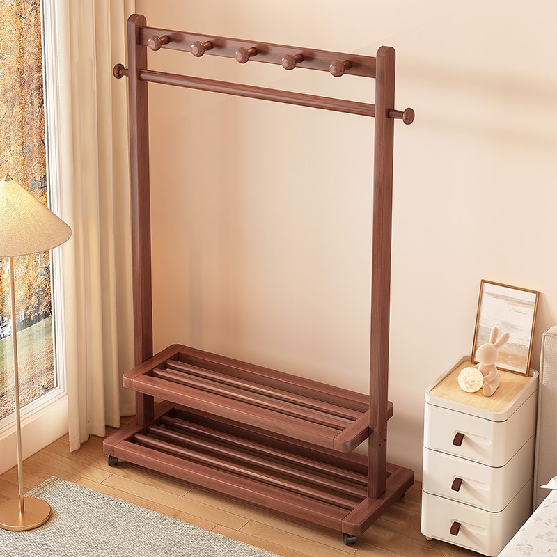 实木落地衣帽架可移动现代收纳架进门玄关卧室带简约挂包挂衣架子